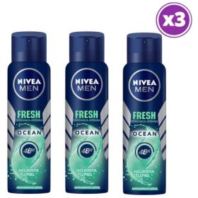 Pack 03 Nivea Men Fresh Ocean Antitranspirante Spray 150ml