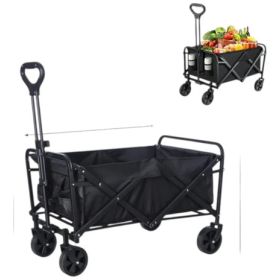 Carro De Compras Plegable Alta Carga 200l Metal 4 Ruedas Negro