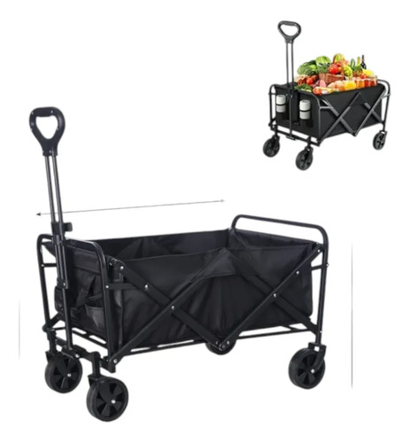 D_821491-Mlc111674705568_062026-O.jpg Carro De Compras Plegable Alta Carga 200L Metal 4 Ruedas Negro - Imagen 1