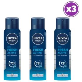 Pack 03 Nivea Men Fresh Active Antitranspirante Spray 150ml