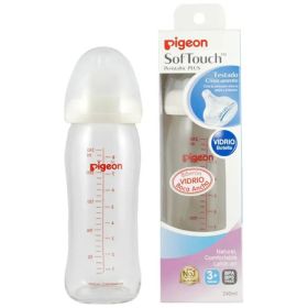 Pigeon Mamadera De Vidrio Boca Ancha 240ml Transparente