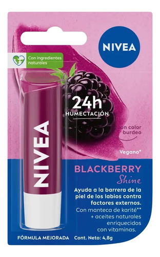 D_844147-Mlc75436944076_042024-O.jpg Balsamo Labial Hidratante Blackberry Shine 4,8G Nivea - Imagen 1