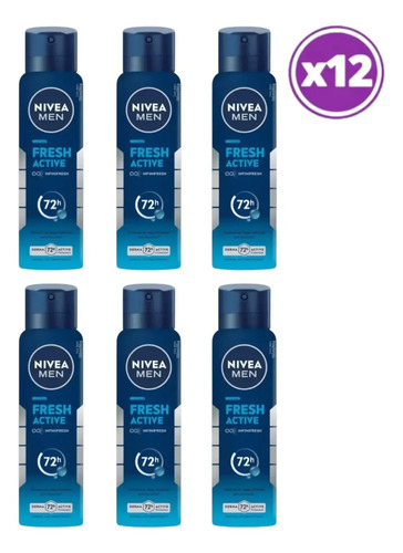 D_847736-Mlc113043338095_062026-O.jpg Pack 12 Nivea Men Fresh Active Antitranspirante Spray 150Ml - Imagen 1
