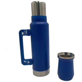 Juego De Termos Con Vaso Mate Azul 1400ml