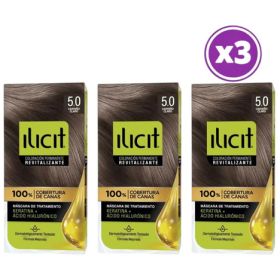 Pack 03 Elicit Tinte Para Pelo Color Clastaño Claro 5.0 45g 5.0 Castaño Claro
