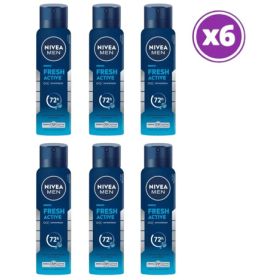 Pack 06 Nivea Men Fresh Active Antitranspirante Spray 150ml