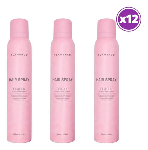 D_863993-Mlc111923178166_062026-O.jpg Pack 12 Flamenco Hair Spray Fijador En Seco 200Ml - Imagen 1