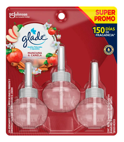 D_870540-Mlc81126270958_122024-O.jpg Glade Aceites Naturales Manzana Canela Repuesto 21Ml 3U - Imagen 1