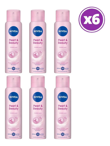 D_871734-Mlc108255459095_032026-O.jpg Pack 06 Nivea Pearl Y Beauty Desodorante Spray 150Ml - Imagen 1
