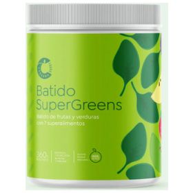 Batido Supergreens Detox + 7 Superalimentos Maqui, Kale, Moringa, Té Matcha, Camu Camu, Espinaca, Jengibre Sabor Piña Suave Sabor Dulce