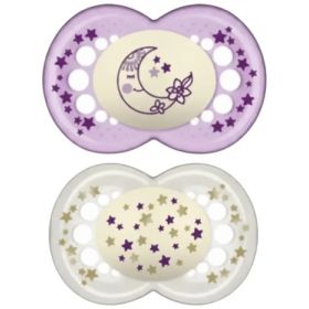 Chupetes Morado Nocturnos Latex Mam 6+ Astro Lunar 2un