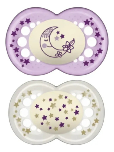 D_886353-Mlc113473367151_062026-O.jpg Chupetes Morado Nocturnos Latex Mam 6+ Astro Lunar 2Un - Imagen 1