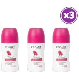 PACK 03 ETIQUET WOMEN FLORAL ANTITRANSPIRANTE ROLL ON 60G