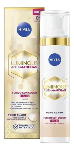 D_888119-Mlc79563491799_092024-O.jpg Nivea Luminous 630 Anti Manchas Fluido Tono Claro 30Fps 40Ml - Imagen 1