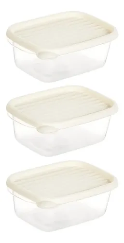 D_888336-Mlc113767911929_062026-O.webp Caja Conservadora De Alimentos 3 Piezas 1400Ml Blanco/Transparente - Imagen 1