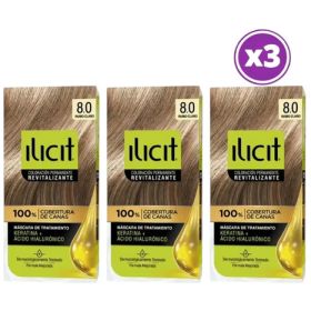 Pack 03 Elicit Tinte Para Pelo Color Rubio Claro 8.0 45 G 8.0 Rubio Claro