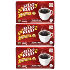 Pack 03 Sello Rojo Cafe Pack Familiar 600g Tradicional Rojo