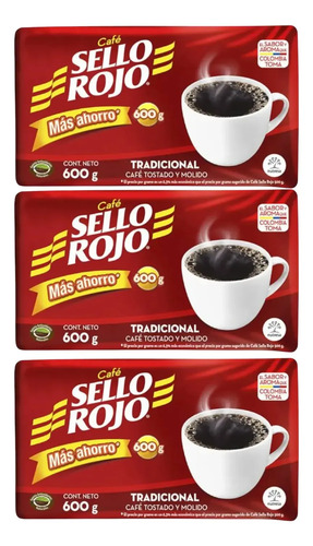 D_900815-Mlc103746346954_012026-O.jpg Pack 03 Sello Rojo Cafe Pack Familiar 600G Tradicional Rojo - Imagen 1
