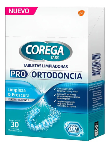 D_903685-Mlc112589311798_062026-O.jpg Tabletas Limpiadoras Pro Ortodoncia 30U Corega - Imagen 1