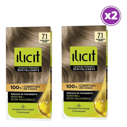 D_904908-Mlc112020189276_062026-O.jpg Pack 02 Elicit Tinte Pelo Color Rubio Medio Ceniza 7.1 45G 7.1 Rubio Medio Ceniza - Imagen 1
