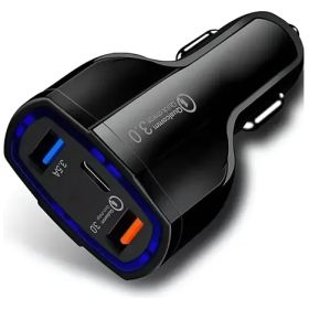 Cargador Rápido Auto Doble Usb Y Tipo C Qc3.0 Negro Vhex