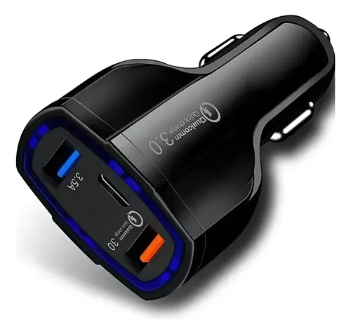 D_906908-Mlc112589396316_062026-O.webp Cargador Rápido Auto Doble Usb Y Tipo C Qc3.0 Negro Vhex - Imagen 1