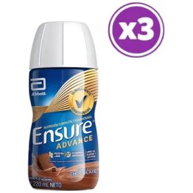 Suplemento Nutricional Ensure Advance De Chocolate En Pack X3 De 220 Ml