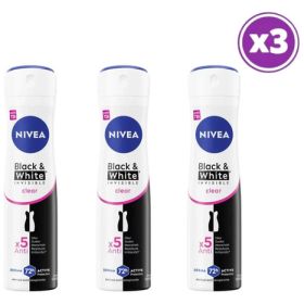 Pack 03 Nivea Antitrans Black & White Invisible Clear 150ml