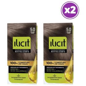 Pack 02 Elicit Tinte Para Pelo Color Clastaño Claro 5.0 45g 4 Castaño