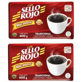 Pack 02 Sello Rojo Cafe Pack Familiar 600g Tradicional Rojo