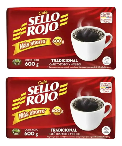 D_919143-Mlc112589924854_062026-O.jpg Pack 02 Sello Rojo Cafe Pack Familiar 600G Tradicional Rojo - Imagen 1
