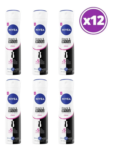 D_921664-Mlc113045410697_062026-O.jpg Pack 12 Nivea Antitrans Black &Amp;Amp; White Invisible Clear 150Ml - Imagen 1