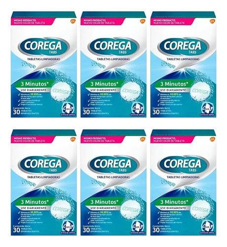 D_925103-Mlc113046178081_062026-O.jpg Pack Limpiador Prótesis Corega 30 Tabletas X6 - Imagen 1