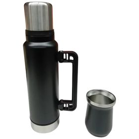 Juego De Termos Con Vaso Mate NEGRO 1300ml