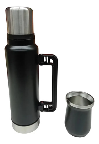 D_925636-Mlc89371435158_082025-O.jpg Juego De Termos Con Vaso Mate Negro 1300Ml - Imagen 1