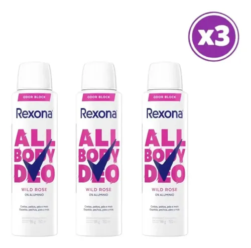 D_927176-Mlc113771911023_062026-O.webp Pack 03 Rexona Deso Corporal All Body Deo Wild Rose 150Ml - Imagen 1