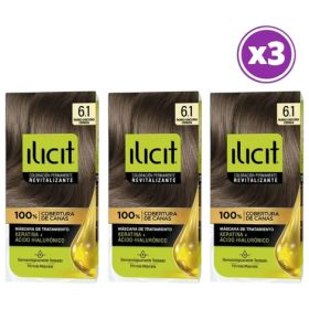 Pack 03 Elicit Tinte Color Rubio Oscuro Ceniza 6.1 45 G 6.1 Rubio Oscuro Ceniza