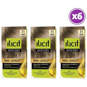 PACK 06 ELICIT TINTE PARA PELO COLOR RUBIO MEDIO CENIZA 7.1  45G