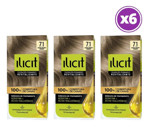 D_934727-Mlc112020454384_062026-O.jpg Pack 06 Elicit Tinte Para Pelo Color Rubio Medio Ceniza 7.1 45G - Imagen 1