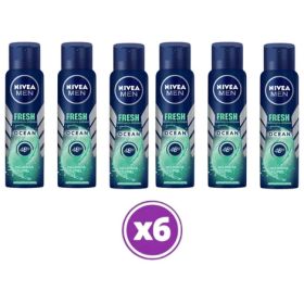 Pack 06 Nivea Men Fresh Ocean Antitranspirante Spray 150ml