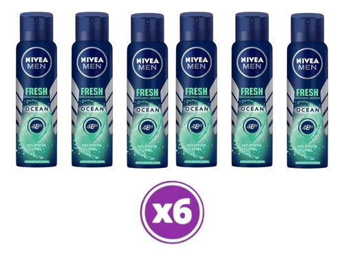 D_939333-Mlc112020453260_062026-O.jpg Pack 06 Nivea Men Fresh Ocean Antitranspirante Spray 150Ml - Imagen 1