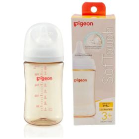PIGEON SOFTOUCH MAMADERA 3 MESES 240 ML AMARILLA