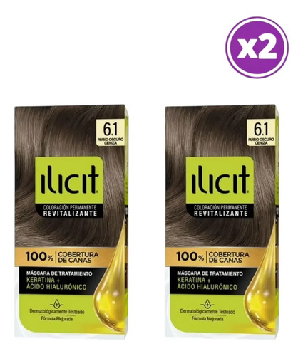 D_946301-Mlc112021155196_062026-O.jpg Pack 02 Elicit Tinte Color Rubio Oscuro Ceniza 6.1 45 G Sin Tono - Imagen 1