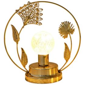 Lampara De Mesa De Flor Con Hierro Forjado