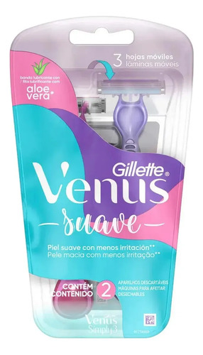D_955516-Mlc112015218290_062026-O.jpg Maquina De Afeitar Suave Gillette Venus Mujer 2 Un - Imagen 1