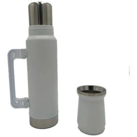 Juego De Termos Con Vaso Mate Blanco 1400ml