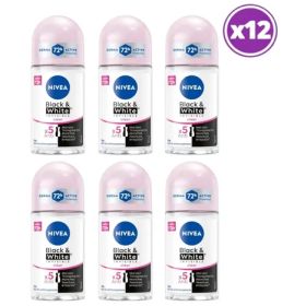 Pack 12 Nivea Black & White Invisible Clear Roll On 50 Ml