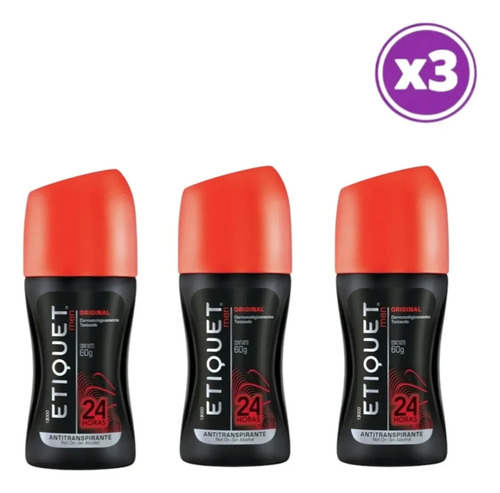 D_958477-Mlc112020541256_062026-O.jpg Pack 03 Etiquet Men Desodorante Roll On Original 60G - Imagen 1