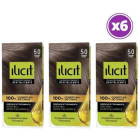 Pack 06 Elicit Tinte Para Pelo Color Clastaño Claro 5.0 45g 4 Castaño