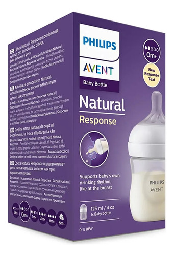 D_962382-Mlc112590376694_062026-O.jpg Mamadera Natural Response Philips Avent Scy900/01 0M+ 125Ml Color Blanco Translúcido - Imagen 1